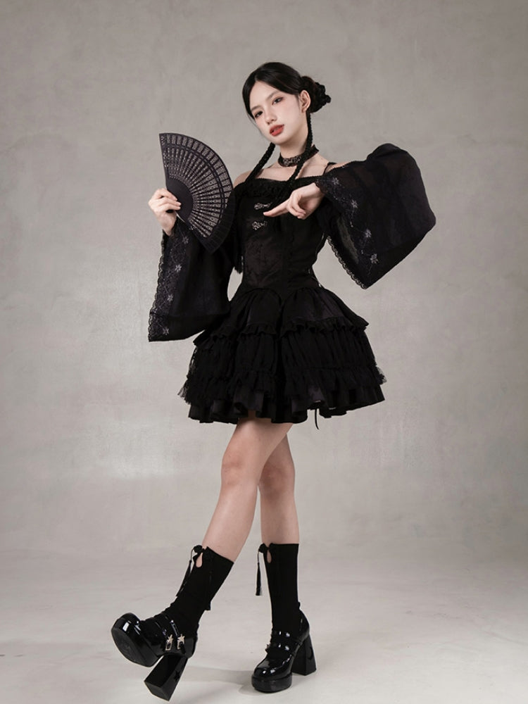 Chinese-Style Black Ballet Mini Dress WIT0225