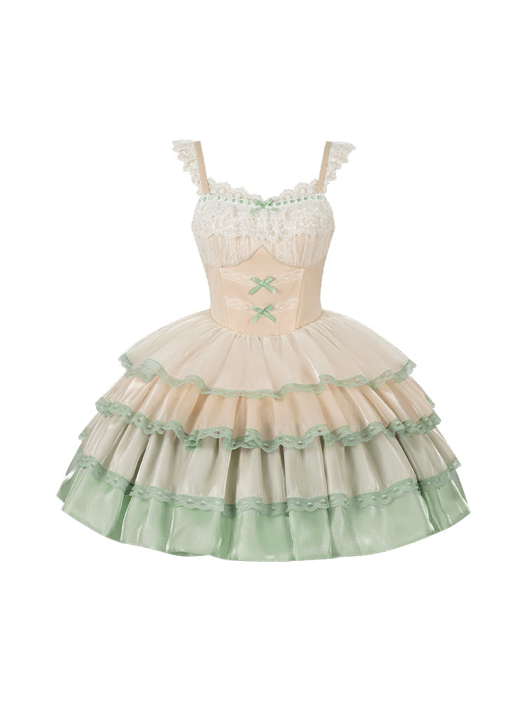 Green Gradient Tiered Summer Dress WIT0229