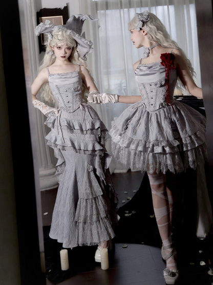 Gothic Witch Shiny Gray Dress WIT0246