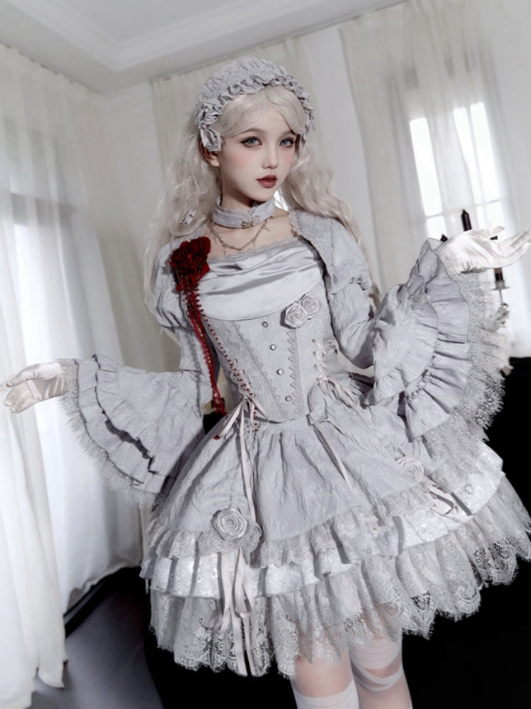 Gothic Witch Shiny Gray Dress WIT0246