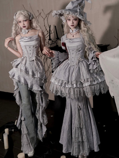 Gothic Witch Shiny Gray Dress WIT0246