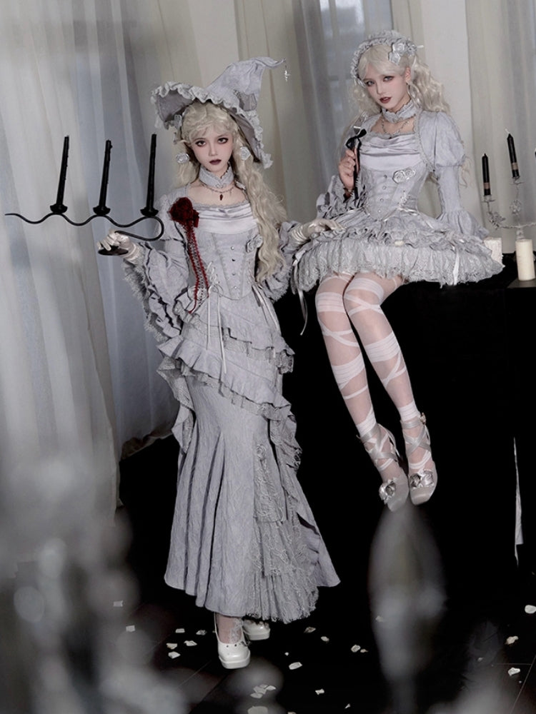 Gothic Witch Shiny Gray Dress WIT0246