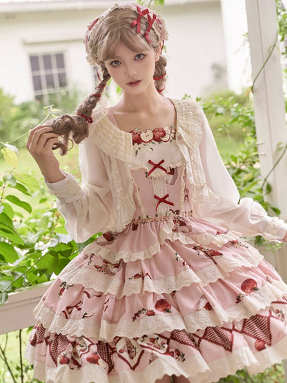 Apple Print Tiered Lolita Dress WIT0251