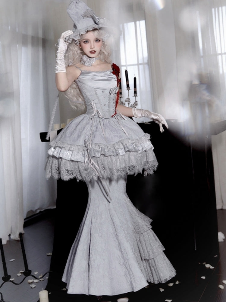 Gothic Witch Shiny Gray Dress WIT0246