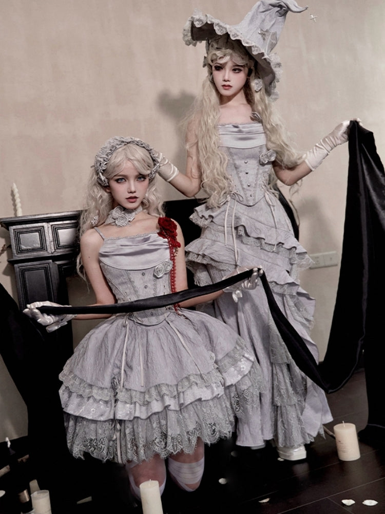 Gothic Witch Shiny Gray Dress WIT0246