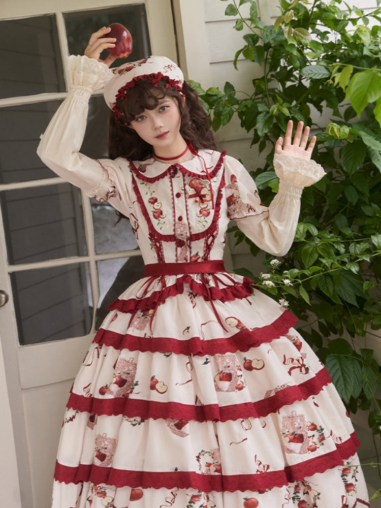 Apple Print Tiered Lolita Dress WIT0251