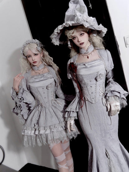 Gothic Witch Shiny Gray Dress WIT0246