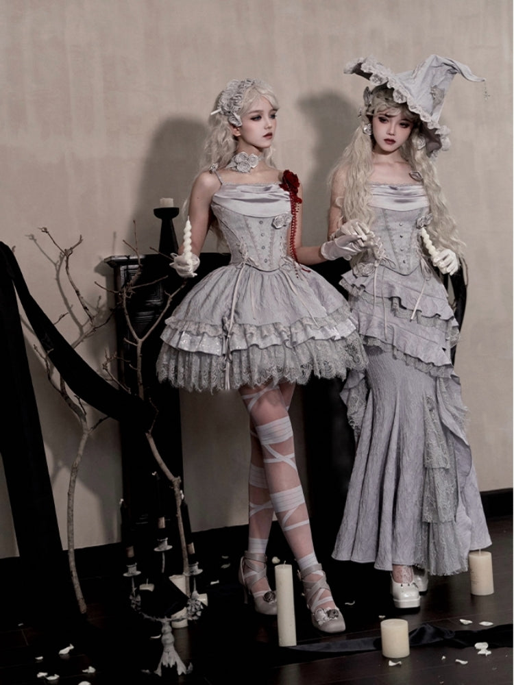 Gothic Witch Shiny Gray Dress WIT0246