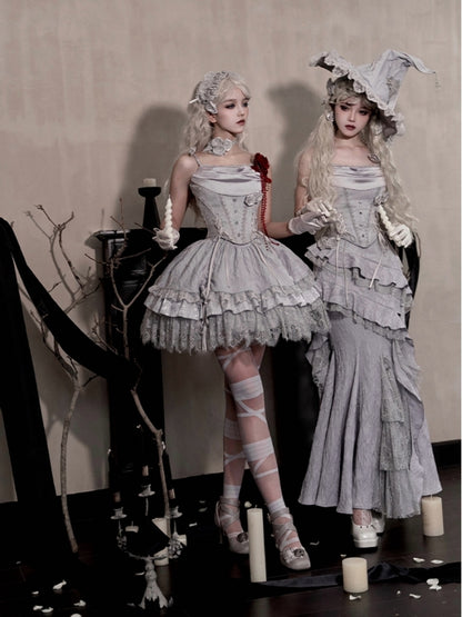 Gothic Witch Shiny Gray Dress WIT0246