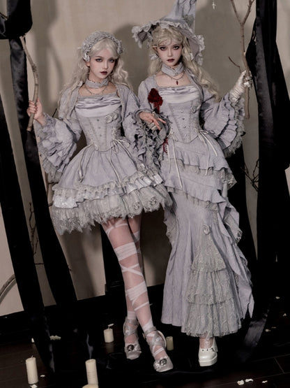 Gothic Witch Shiny Gray Dress WIT0246