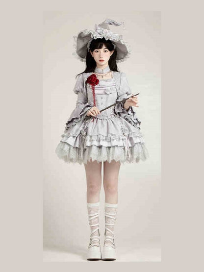 Gothic Witch Shiny Gray Dress WIT0246