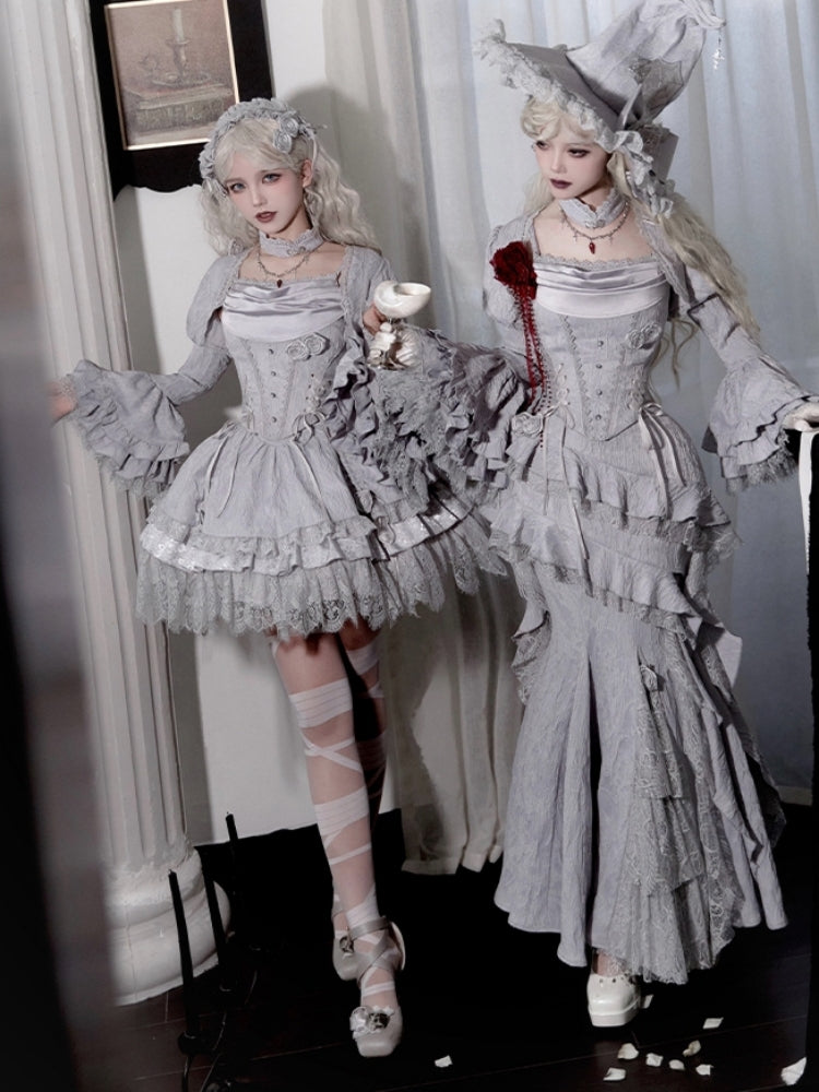 Gothic Witch Shiny Gray Dress WIT0246