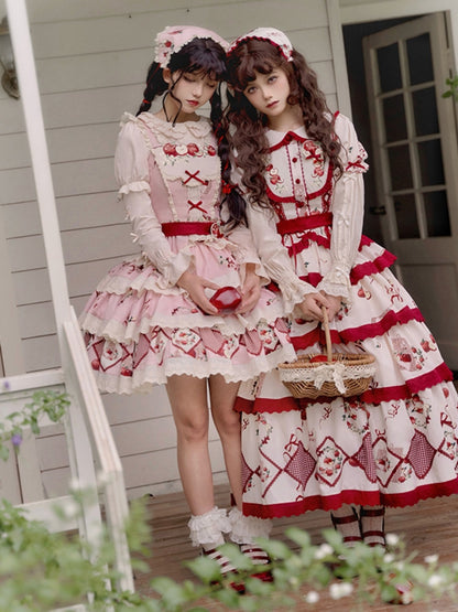 Apple Print Tiered Lolita Dress WIT0251