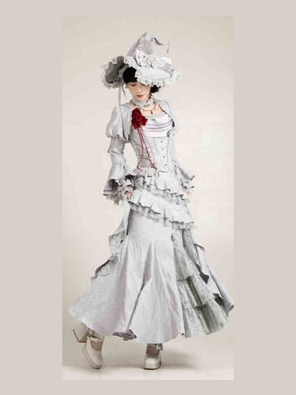 Gothic Witch Shiny Gray Dress WIT0246