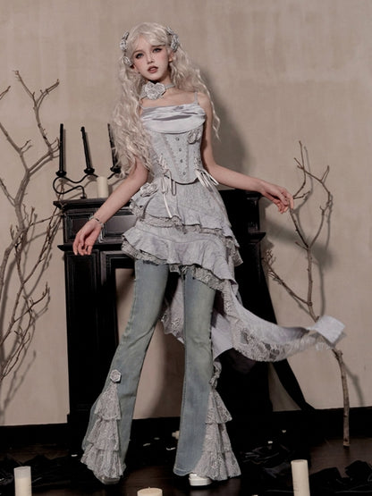 Gothic Witch Shiny Gray Dress WIT0246