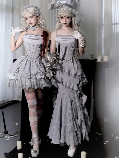 Gothic Witch Shiny Gray Dress WIT0246