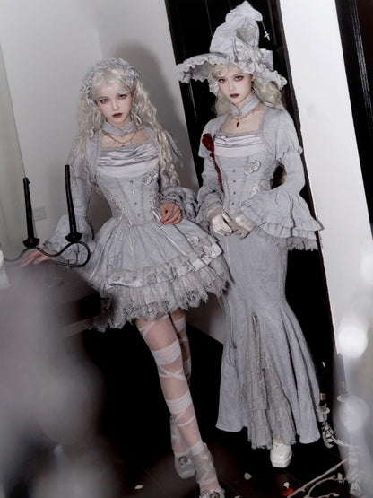 Gothic Witch Shiny Gray Dress WIT0246