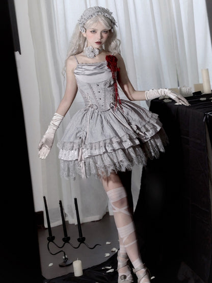 Gothic Witch Shiny Gray Dress WIT0246