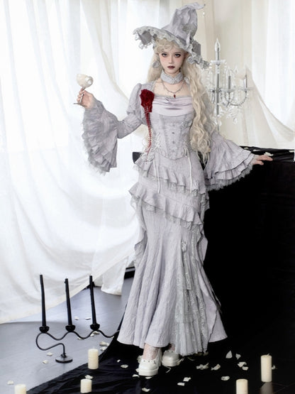 Gothic Witch Shiny Gray Dress WIT0246