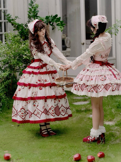 Apple Print Tiered Lolita Dress WIT0251