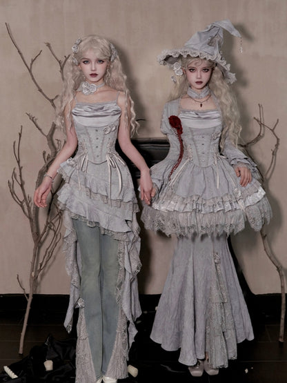 Gothic Witch Shiny Gray Dress WIT0246