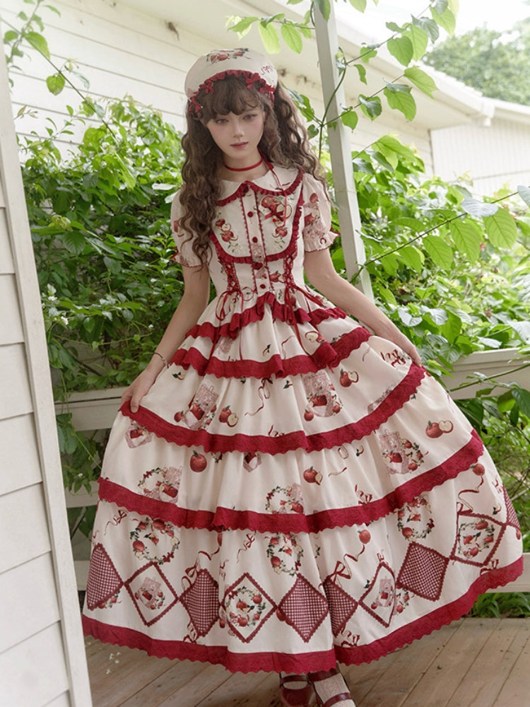 Apple Print Tiered Lolita Dress WIT0251