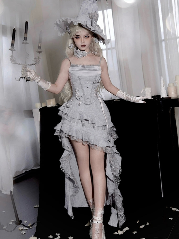 Gothic Witch Shiny Gray Dress WIT0246