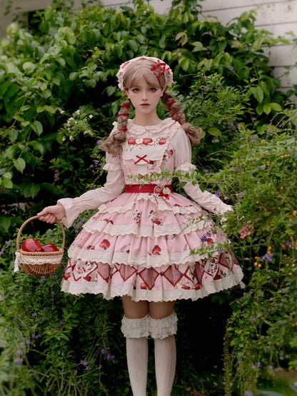 Apple Print Tiered Lolita Dress WIT0251