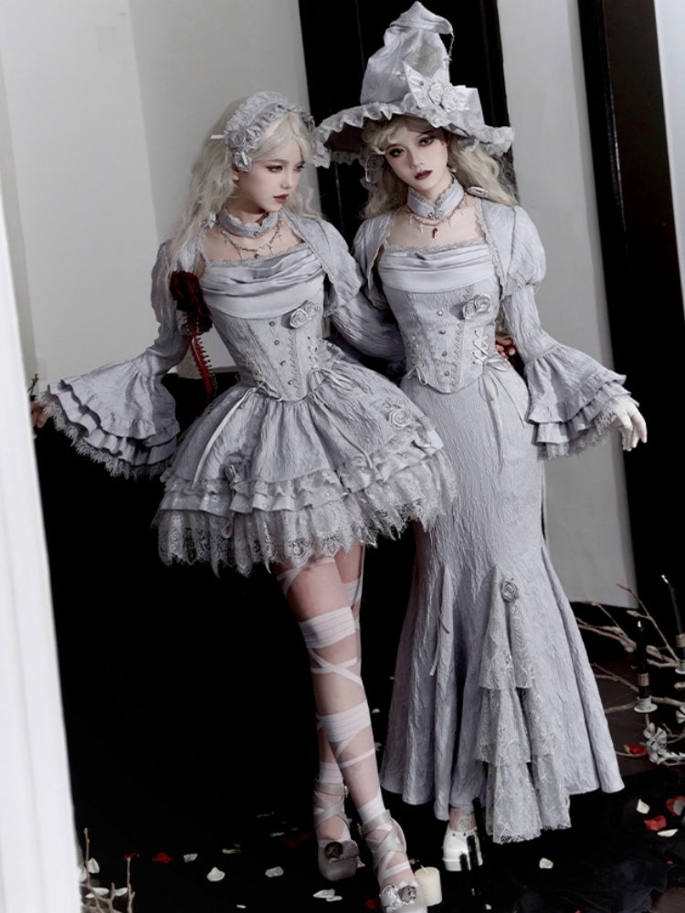 Gothic Witch Shiny Gray Dress WIT0246