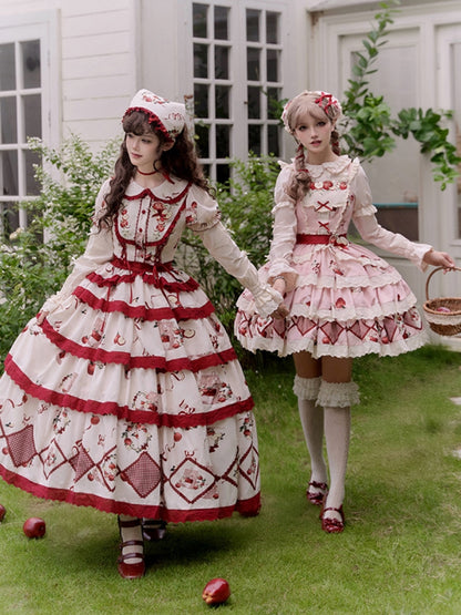 Apple Print Tiered Lolita Dress WIT0251