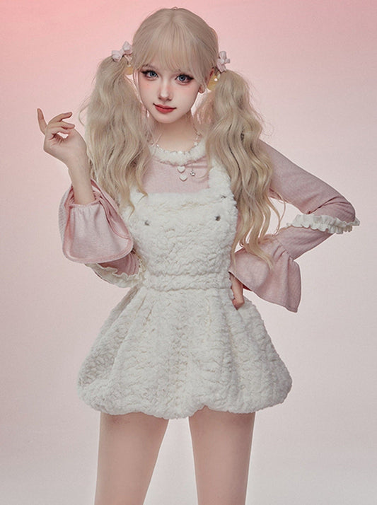 Sweet Frill Tops & White Suspender Skirt SER0058