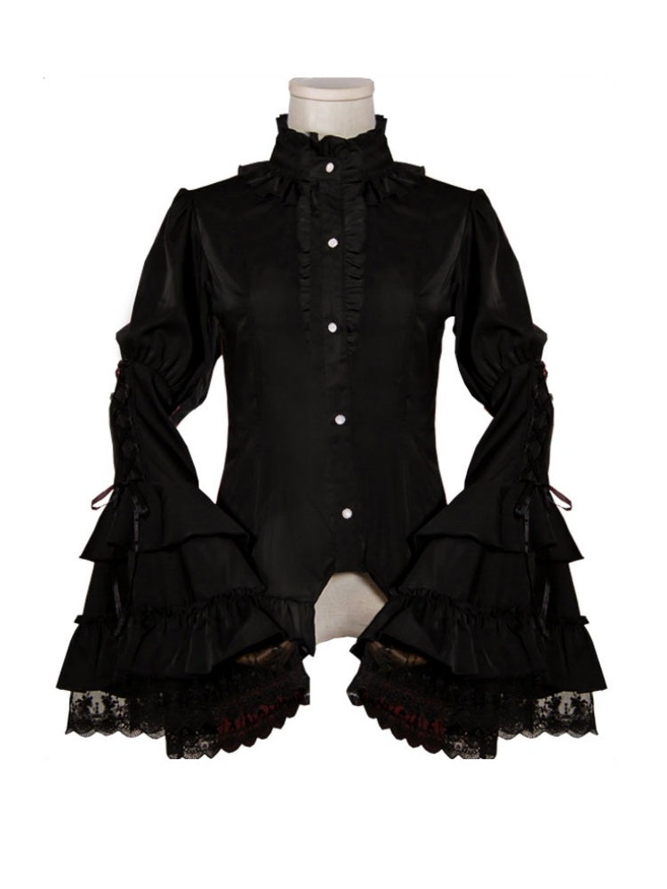 Bell Sleeve Gothic Frill Shirt CAT0006