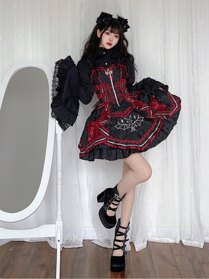 Bell Sleeve Gothic Frill Shirt CAT0006