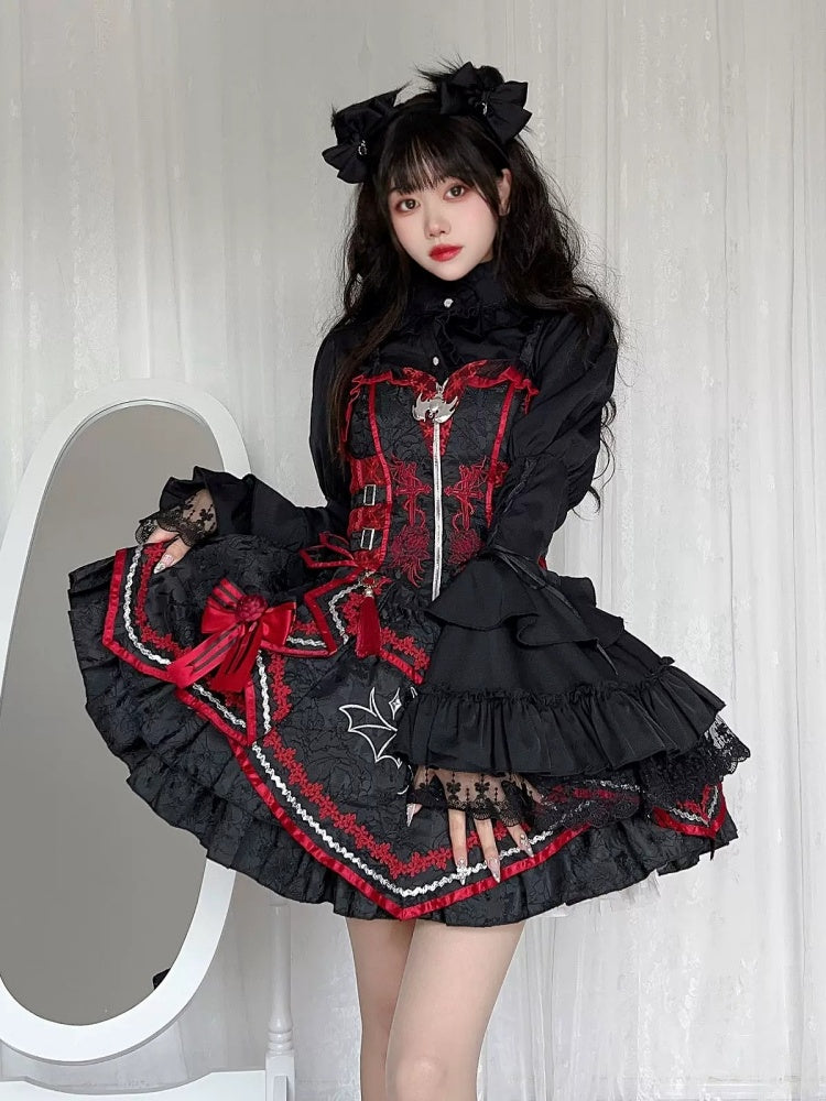 Bell Sleeve Gothic Frill Shirt CAT0006