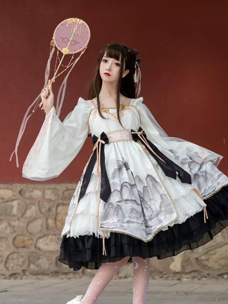 China Style Mountain Print Lolita Dress CAT0009